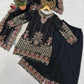 Black & Pink Georgette Embroidered Sharara Set
