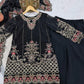 Black & Pink Georgette Embroidered Sharara Set