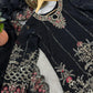 Black & Pink Georgette Embroidered Sharara Set