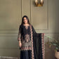 Black & Pink Georgette Embroidered Sharara Set
