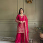 Black & Pink Georgette Embroidered Sharara Set