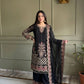 Black & Pink Georgette Embroidered Sharara Set