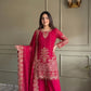 Black & Pink Georgette Embroidered Sharara Set