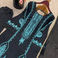 Black Pure Cotton Embroidered Suit with Mirror Work, Pant & Dupatta – Ready to Wear
