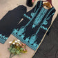 Black Pure Cotton Embroidered Suit with Mirror Work, Pant & Dupatta – Ready to Wear