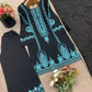 Black Pure Cotton Embroidered Suit with Mirror Work, Pant & Dupatta – Ready to Wear