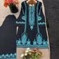 Black Pure Cotton Embroidered Suit with Mirror Work, Pant & Dupatta – Ready to Wear