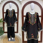 Black Rayon Kurta with Farshi Salwar Set