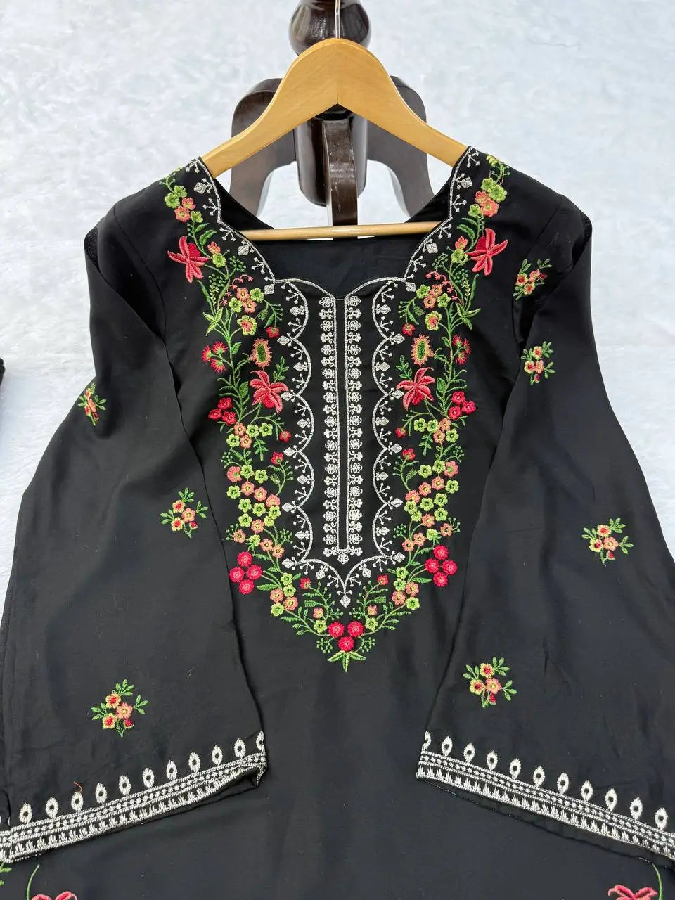 Black Rayon Kurta with Farshi Salwar Set