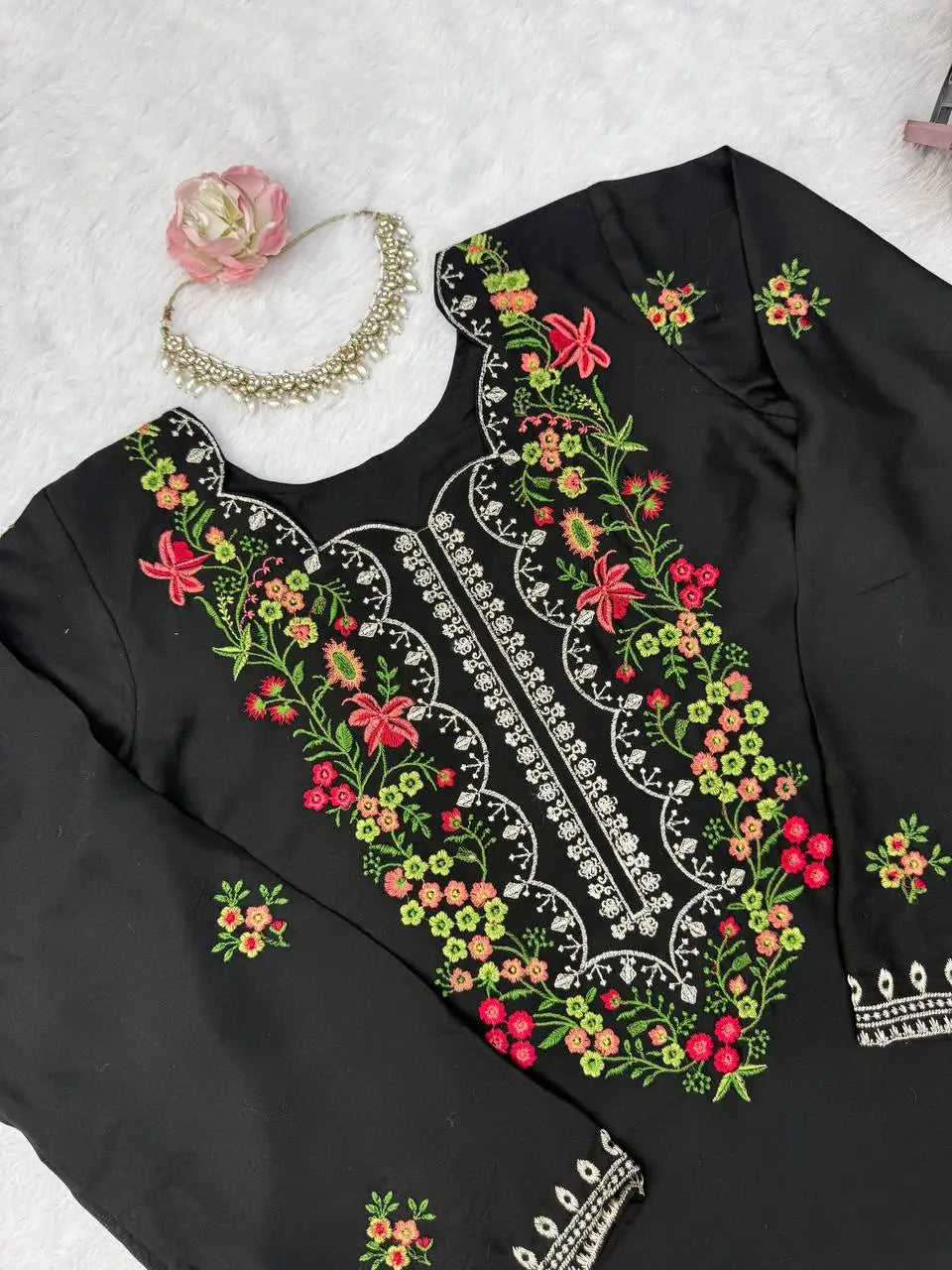 Black Rayon Kurta with Farshi Salwar Set