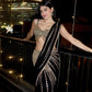Black & Red Ready-to-Wear Mirror Work Faux Georgette Saree Set