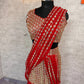 Black & Red Ready-to-Wear Mirror Work Faux Georgette Saree Set