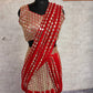 Black & Red Ready-to-Wear Mirror Work Faux Georgette Saree Set