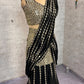 Black & Red Ready-to-Wear Mirror Work Faux Georgette Saree Set