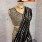 Black & Red Ready-to-Wear Mirror Work Faux Georgette Saree Set