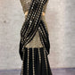 Black & Red Ready-to-Wear Mirror Work Faux Georgette Saree Set