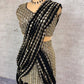 Black & Red Ready-to-Wear Mirror Work Faux Georgette Saree Set