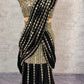 Black & Red Ready-to-Wear Mirror Work Faux Georgette Saree Set
