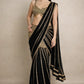 Black & Red Ready-to-Wear Mirror Work Faux Georgette Saree Set