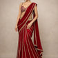 Black & Red Ready-to-Wear Mirror Work Faux Georgette Saree Set