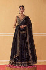Black Sequin Zari Lehenga Set