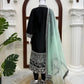 Black Threadwork Kurta Pant Set with Dupatta