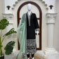 Black Threadwork Kurta Pant Set with Dupatta
