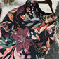 Black Tropical Print Muslin Embroidery Set
