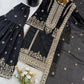 Black and Red Fendy Silk Sharara Suit Set for Festive and Occasion Wear