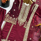 Black and Red Fendy Silk Sharara Suit Set for Festive and Occasion Wear