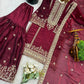 Black and Red Fendy Silk Sharara Suit Set for Festive and Occasion Wear