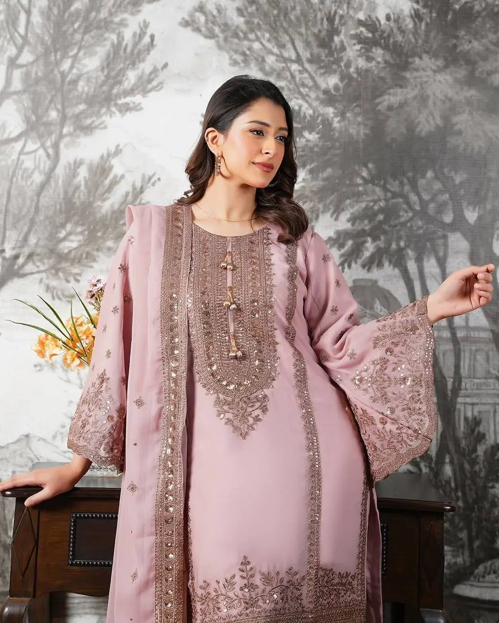 Black and Red Fendy Silk Sharara Suit Set for Festive and Occasion Wear