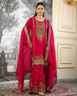 Black and Red Fendy Silk Sharara Suit Set for Festive and Occasion Wear