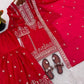 Black and Red Fendy Silk Sharara Suit Set for Festive and Occasion Wear