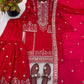 Black and Red Fendy Silk Sharara Suit Set for Festive and Occasion Wear
