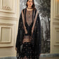 Black and Red Fendy Silk Sharara Suit Set for Festive and Occasion Wear