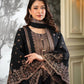 Black and Red Fendy Silk Sharara Suit Set for Festive and Occasion Wear