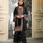 Black and Red Fendy Silk Sharara Suit Set for Festive and Occasion Wear