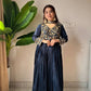 Blooming Vichitra Embroidered Floor Length Anarkali Set for Wedding and Festive Wear