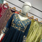 Blooming Vichitra Embroidered Floor Length Anarkali Set for Wedding and Festive Wear