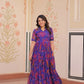 Blue Floral Printed Faux Georgette Gown | 12 MTR Flair | Festive & Party Wear