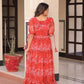 Blue Floral Printed Faux Georgette Gown | 12 MTR Flair | Festive & Party Wear
