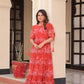 Blue Floral Printed Faux Georgette Gown | 12 MTR Flair | Festive & Party Wear
