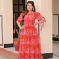 Blue Floral Printed Faux Georgette Gown | 12 MTR Flair | Festive & Party Wear