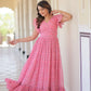 Blue Floral Printed Faux Georgette Gown | 12 MTR Flair | Festive & Party Wear