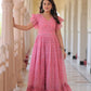 Blue Floral Printed Faux Georgette Gown | 12 MTR Flair | Festive & Party Wear
