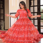 Blue Floral Printed Faux Georgette Gown | 12 MTR Flair | Festive & Party Wear