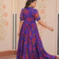 Blue Floral Printed Faux Georgette Gown | 12 MTR Flair | Festive & Party Wear