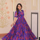 Blue Floral Printed Faux Georgette Gown | 12 MTR Flair | Festive & Party Wear