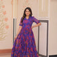 Blue Floral Printed Faux Georgette Gown | 12 MTR Flair | Festive & Party Wear